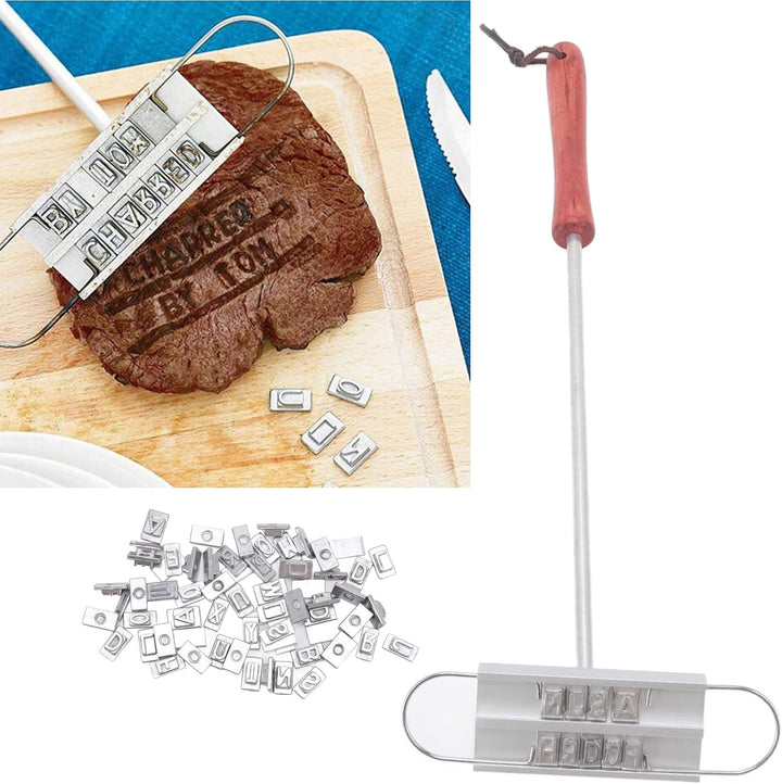 AUHX Grill-Brandeisen, Holzgriff, Edelstahl-Grill-Brandeisen, leicht, tragbar, lustige, professionel