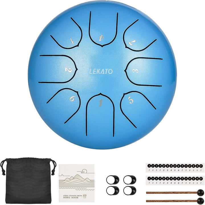 LEKATO Steel Tongue Drum, 6 Zoll 8 Tone Zungentrommel Schlagzeug, Steel Pan Töne Schlaginstrument Ha