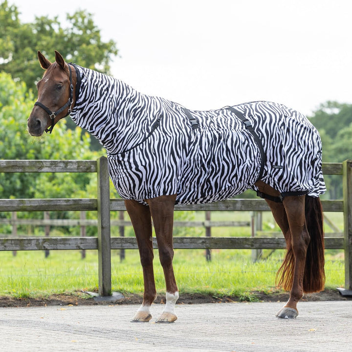QHP Ekzemdecke mit Hals und abnehmbarem Bauchlatz (145 cm, Zebra) 145 cm zebra, 145 cm zebra