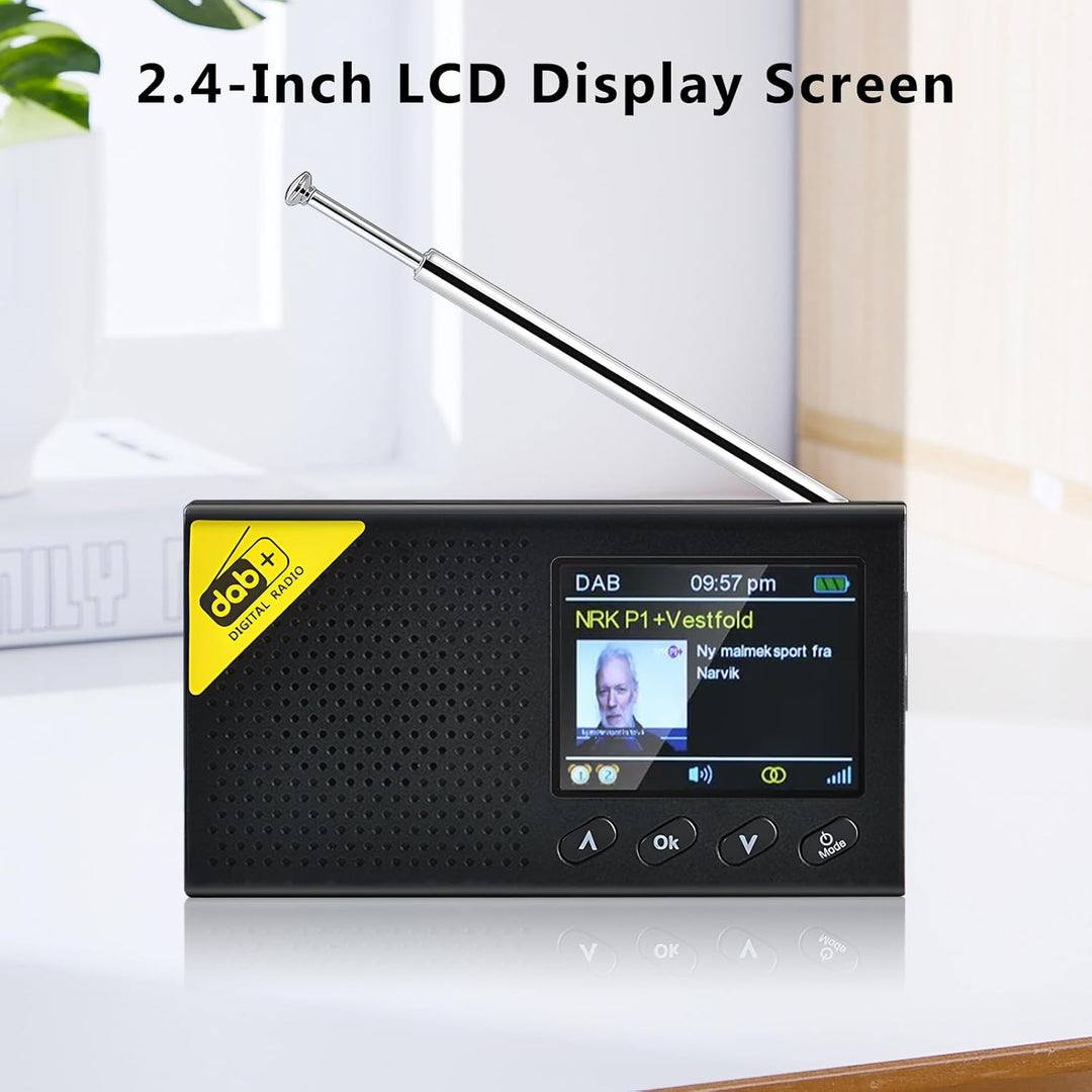 Hikity Dab/Dab+/FM/AUX-Radio, tragbar, wiederaufladbar, Bluetooth-Radio, Dab Plus, Radiowecker, Dopp