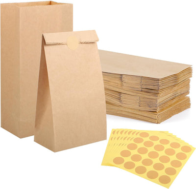200 Stück Papiertüten, 18x9x5,5 cm Geschenktüten Klein Braun Kraftpapier Tüten Butterbrottüten Mitge