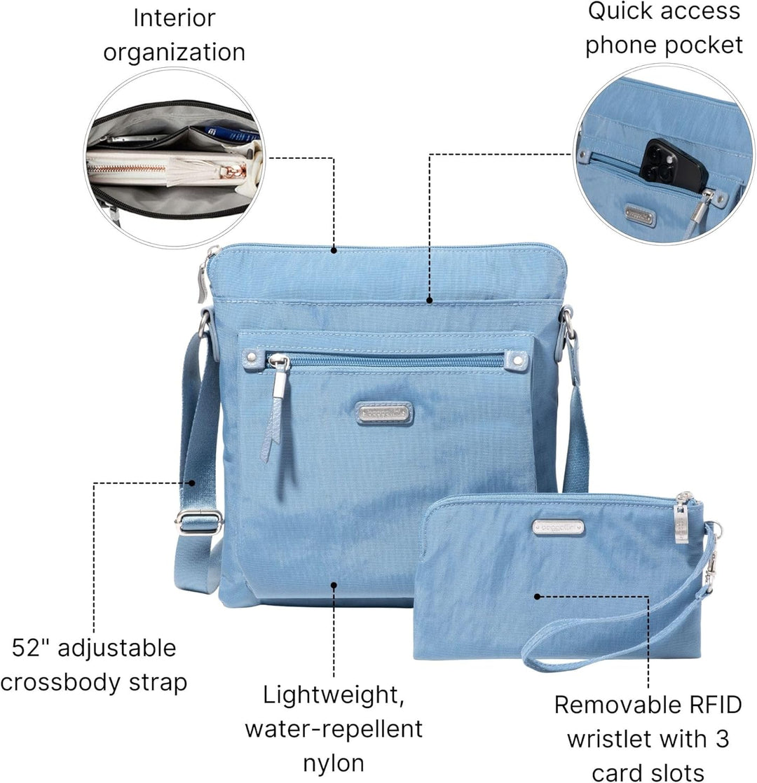 Baggallini Damen with Phone Wristlet Go Bagg mit RFID-Handy-Armband, Cornflower