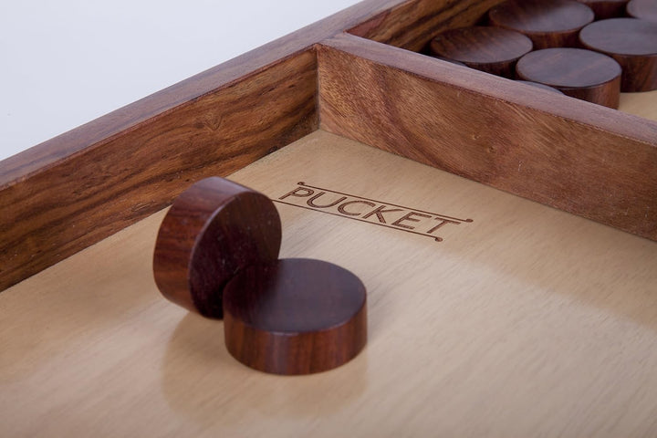 ET Games Pucket – Brettspiel Aus Holz – Katapult- Und Scheibenherausforderung Für Zwei Spieler –