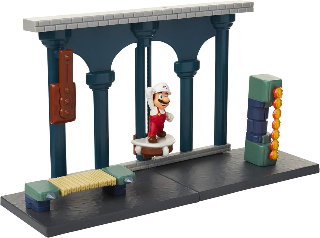 Nintendo Jakks 400174 Super Mario Spielset - Lawa Schloss - inkl. 6cm Mario Figur, Knochen Lift & Br