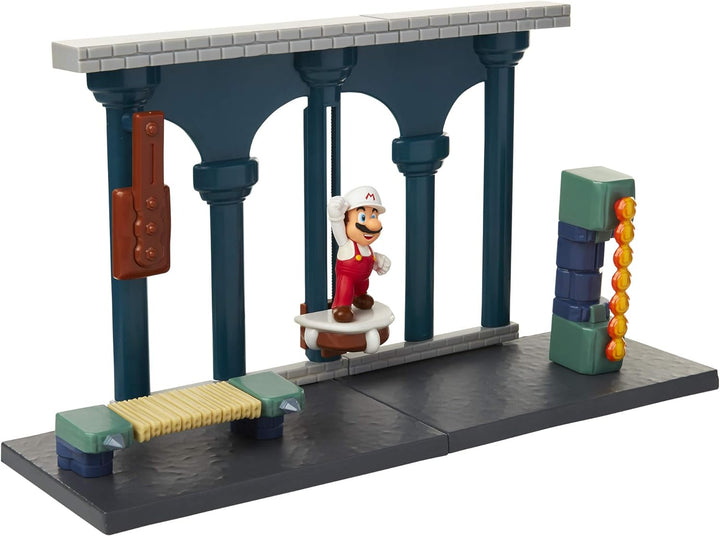 Nintendo Jakks 400174 Super Mario Spielset - Lawa Schloss - inkl. 6cm Mario Figur, Knochen Lift & Br