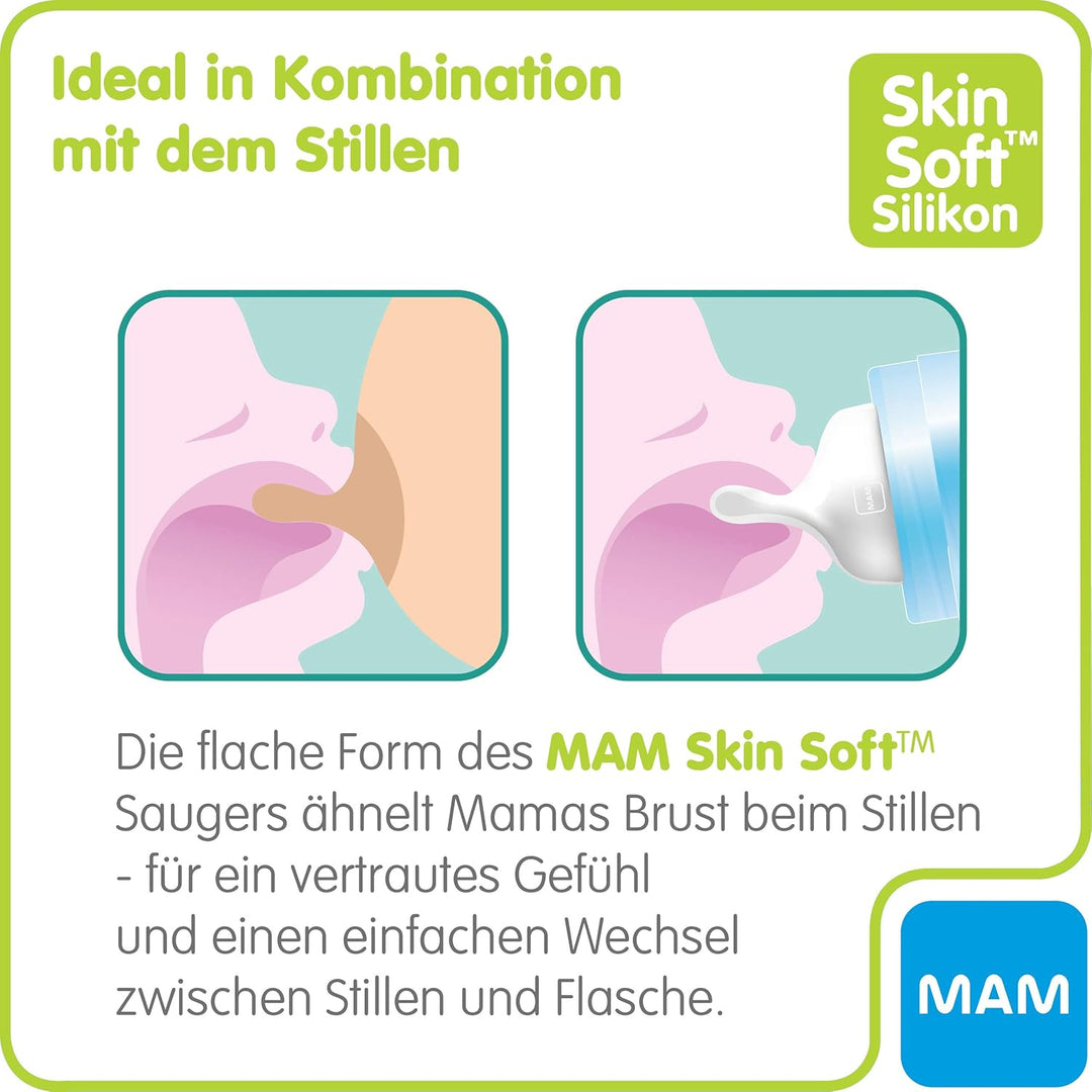 MAM Easy Start Anti-Colic Babyflasche im 2er-Set (160 ml), Milchflasche mit innovativem Bodenventil