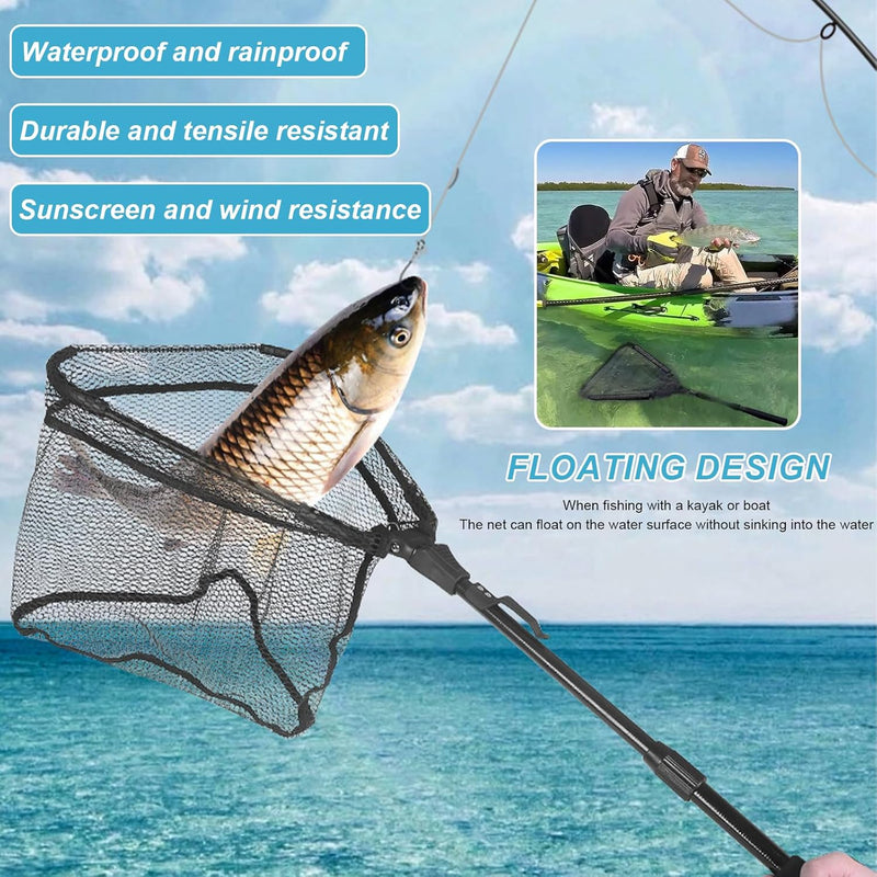 Ksvaye Kescher Angeln Teleskop Angelkescher Gummiert Unterfangkescher Fischkescher Faltbar Fischerne