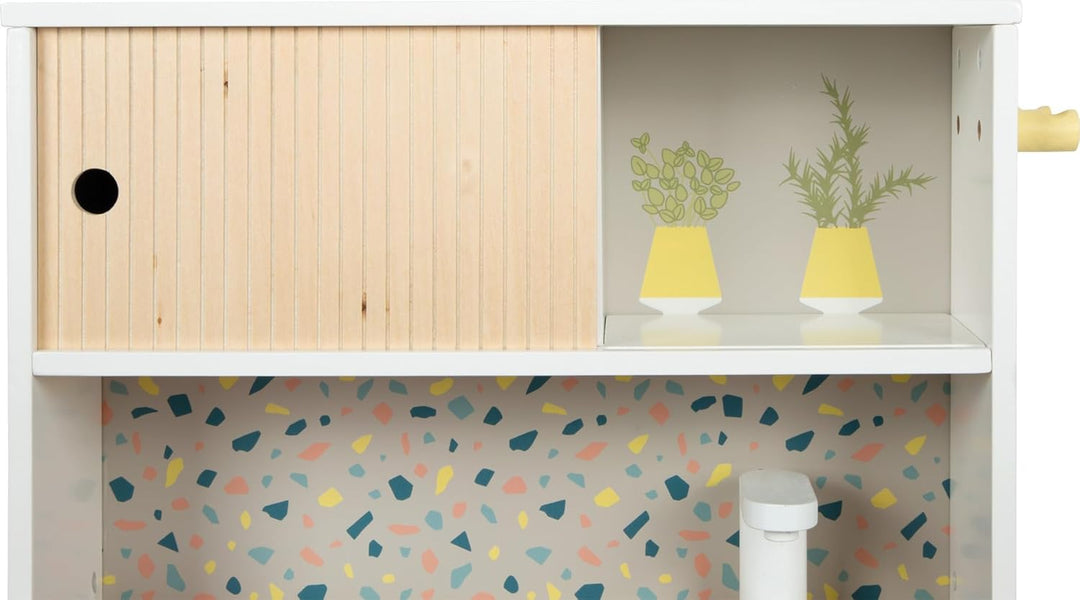 small Foot Kinderküche Terrazzo kompakt, Moderne Spielküche aus Holz, mit kindgerechtem Zubehör, Rol