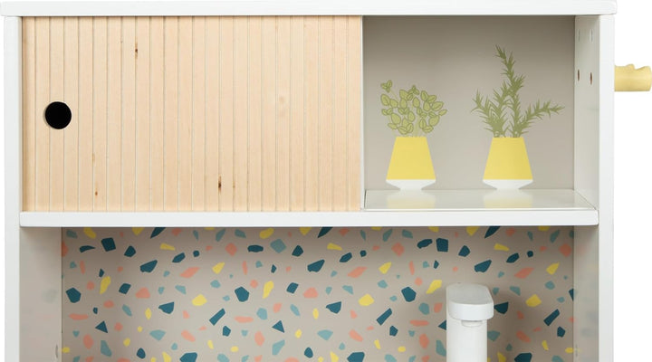 small Foot Kinderküche Terrazzo kompakt, Moderne Spielküche aus Holz, mit kindgerechtem Zubehör, Rol