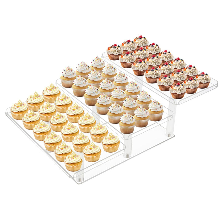 Fhmidic 3-stöckiges Serviertablett Set für Partys, Acryl Cupcake Buffet Dessertständer, 3-stufiges D