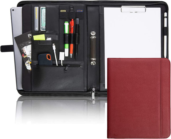 Vebon® Schreibmappe Ringbuch A4"Paris" I Reissverschluss + Klemmbrett I Konferenzmappe + Laptoptasch