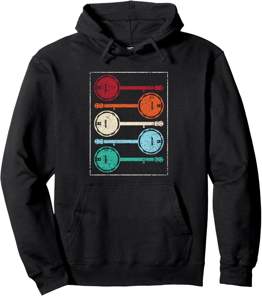 Vintage Banjo Retro Banjo Gift Country Music Bluegrass Pullover Hoodie