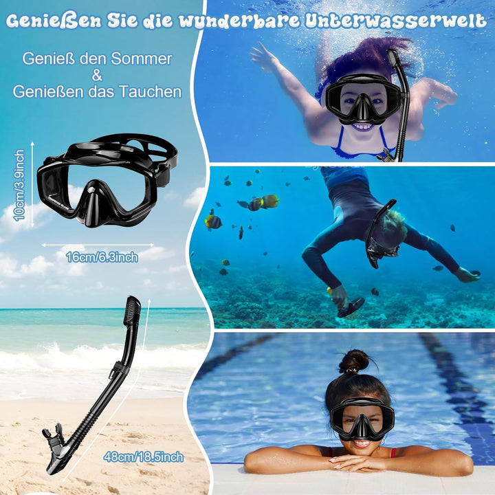 MILFECH Schnorchelset Erwachsene, Schnorcheln Set mit Taucherbrille und Trocken Schnorchel,Anti-Fog