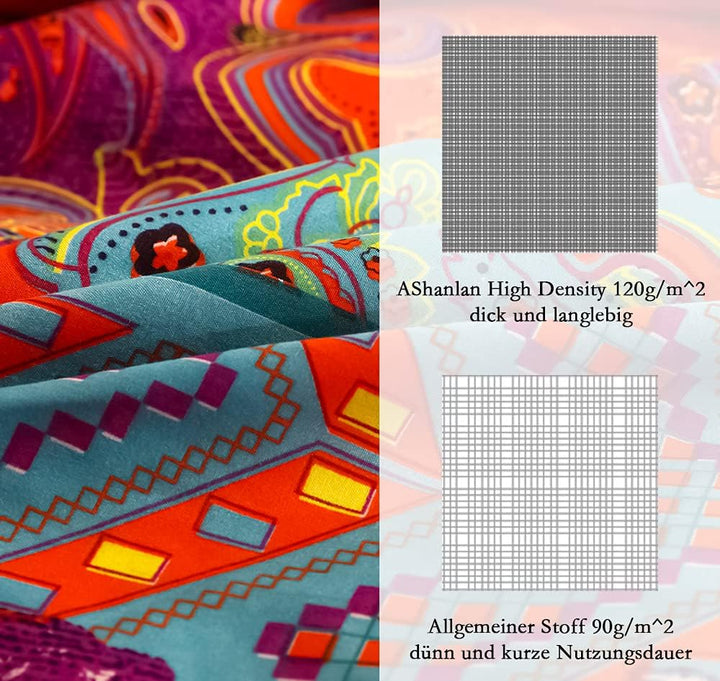 AShanlan Bohemian Bettwäsche Set 135x200 Blau Rot Boho Indisch Wendebettwäsche 2 Teilig 100% Mikrofa
