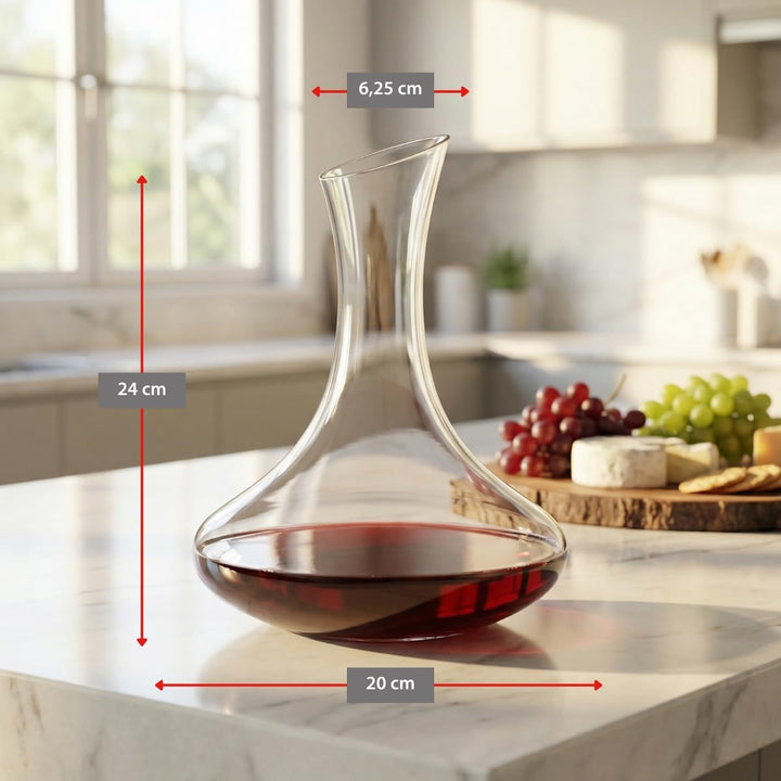 Alpina Premium Dekanter aus Glas – Wein Karaffe 1,78 L im schwungvollen Design | 20 x 24cm mit anges