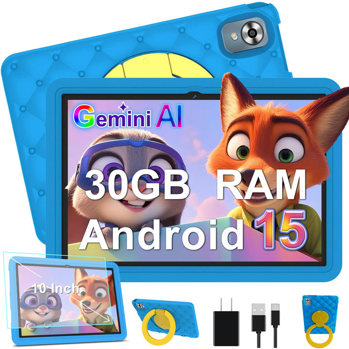 DMOAO Kinder Tablet 10 Zoll Android 15 mit 30GB RAM + 64GB ROM(2TB), 5G WLAN 6, Widevine L1, Elterli