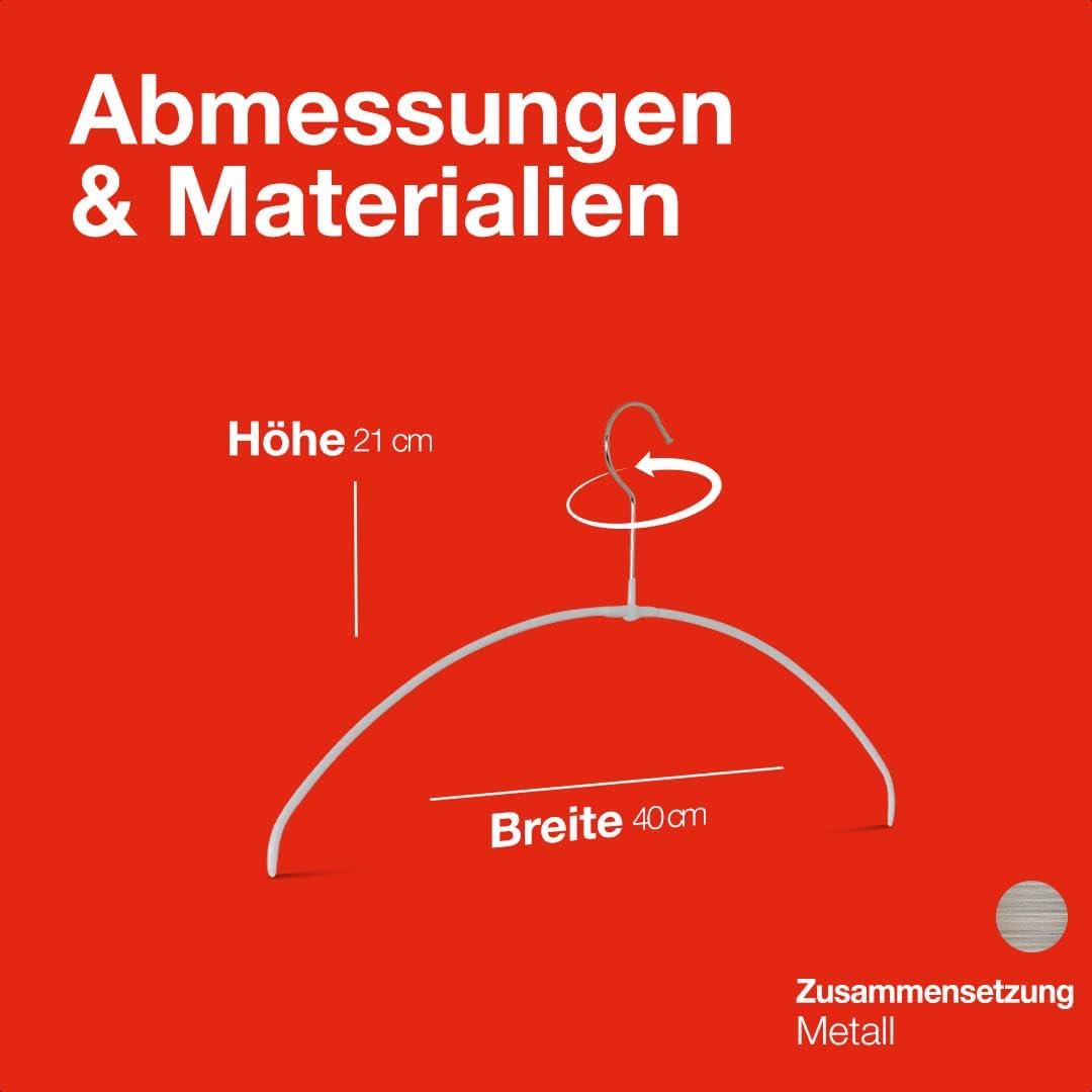 MAWA Kleiderbügel Light, Set mit 20 platzsparenden und rutschfesten Bügeln, ideal für T-Shirts, Tops