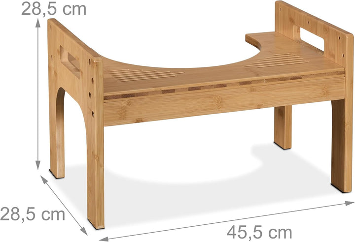 Relaxdays Toilettenhocker, Stuhlgang Unterstützung, WC Hocker für Erwachsene, Bambus, HxBxT 28,5 x 4