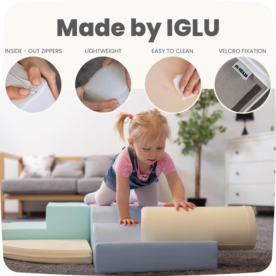 IGLU SOFT PLAY Explorer Set 6 STK Softbausteine Motorische Fähigkeiten Riesenbausteine Klettern Scha
