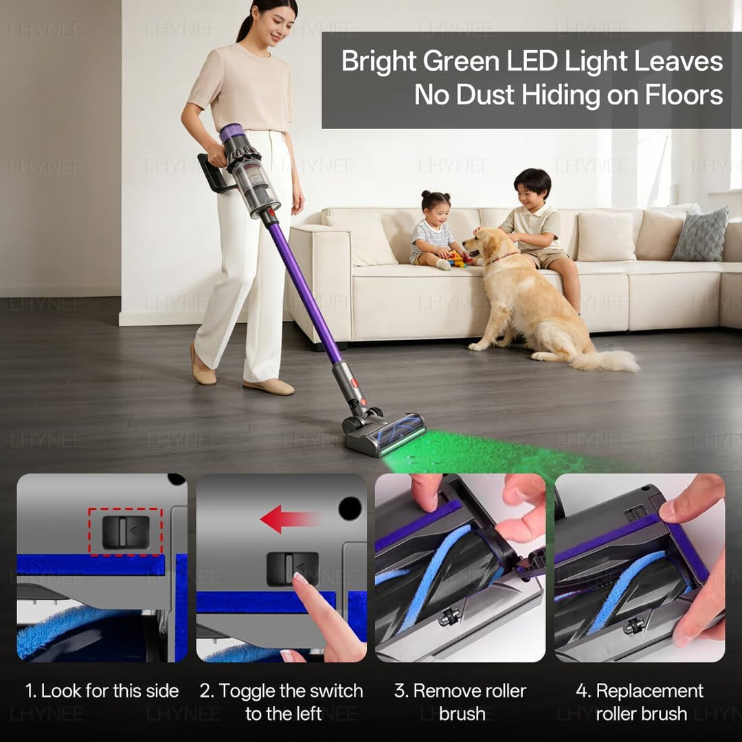 Bürste kompatibel für Dyson V8, V11, V10, V7, V15 mit LED-Staubdetektionslicht als 2in1 Set inklusiv