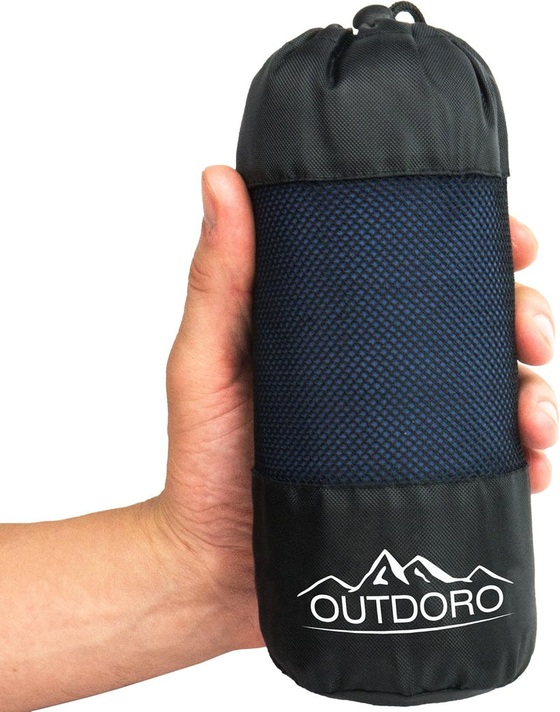Outdoro Hüttenschlafsack, Ultra-Leichter Reise-Schlafsack - nur 350 g aus Reiner Baumwolle mit Kisse