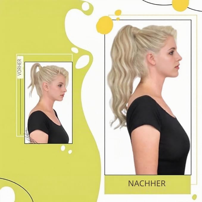RUNATURE Ponytail Blond Echthaar Highlights 40cm Remy Haarverlangerung Zopf Echthaar 80g Ein Stuck P