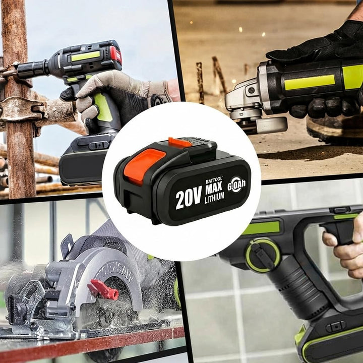 BATTOOL 2 Stück 6,0Ah Ersatzakku für Worx 20V Akku Elektrowerkzeuge Schwarz 6.0, Schwarz 6.0
