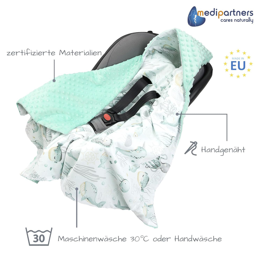 Medi Partners Einschlagdecke Baby Babyschale 100% Baumwolle für Sommer 85x85cm 75x100cm Kinderwagen