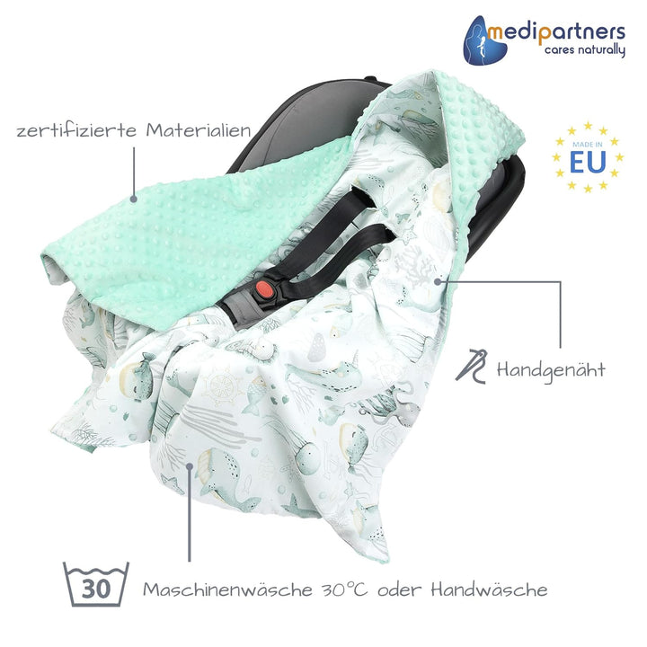 Medi Partners Einschlagdecke Baby Babyschale 100% Baumwolle für Sommer 85x85cm 75x100cm Kinderwagen