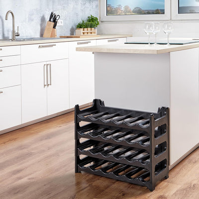 Grizzly Flaschenregal - Modulares, stapelbares Design für 24 Flaschen, Weinregal Anthrazit 4 Module