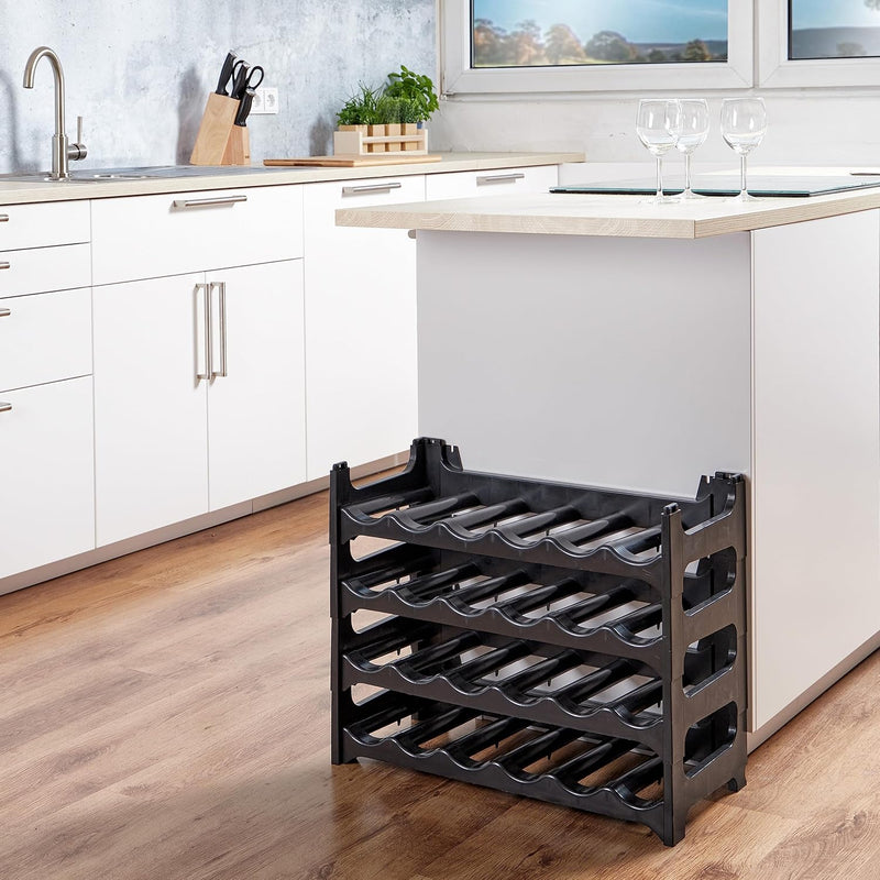 Grizzly Flaschenregal - Modulares, stapelbares Design für 24 Flaschen, Weinregal Anthrazit 4 Module