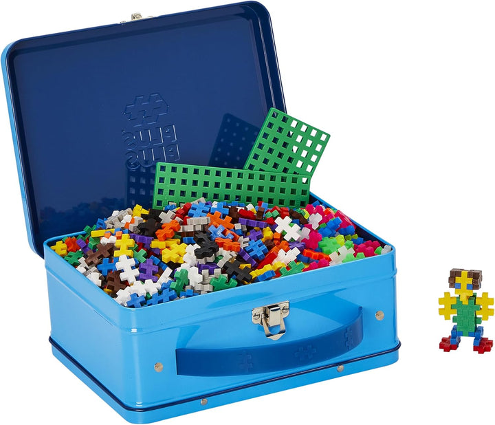 Plus-Plus 9607002 Geniales Konstruktionsspielzeug, Basic, Bausteine-Set in praktischer Metall-Box mi