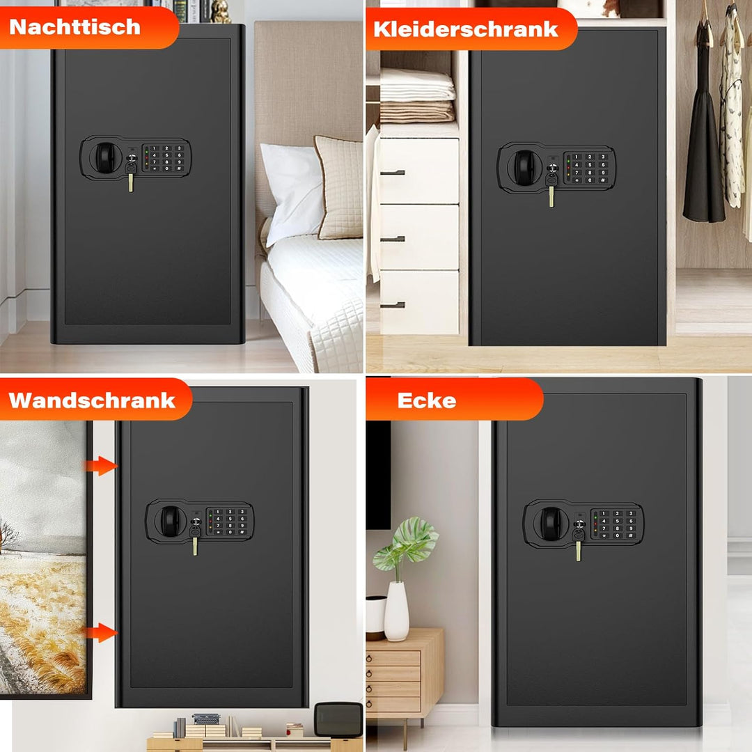 90L Grosser Feuerfester Tresor mit Feuerfeste Dokumententasche, Digitaler Heimtresor mit Herausnehmb