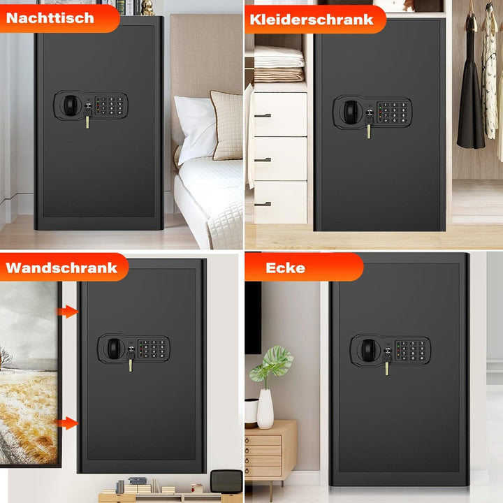 90L Grosser Feuerfester Tresor mit Feuerfeste Dokumententasche, Digitaler Heimtresor mit Herausnehmb