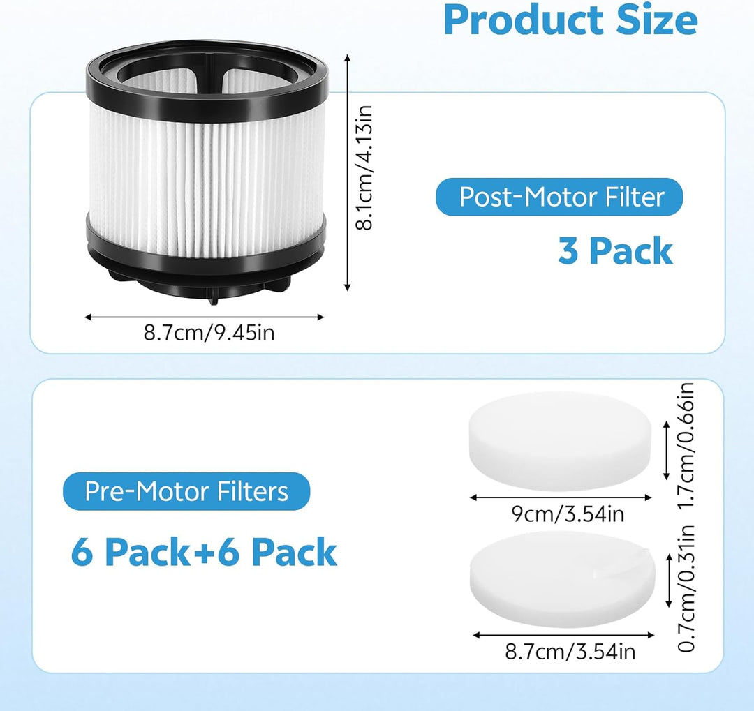3 Stück Ersatzfilter für Levoit LVAC 200 Akku Staubsauger, Hochleistungsfilterung, mit 6 Vormotorefi