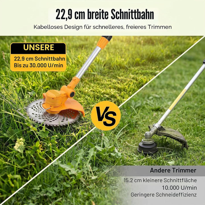 Fiutazge 4 in 1 Rasentrimmer mit Akku,Akku Rasentrimmer Mit 2X4.0AH Akkus und Unkrautbürste,Abnehmba