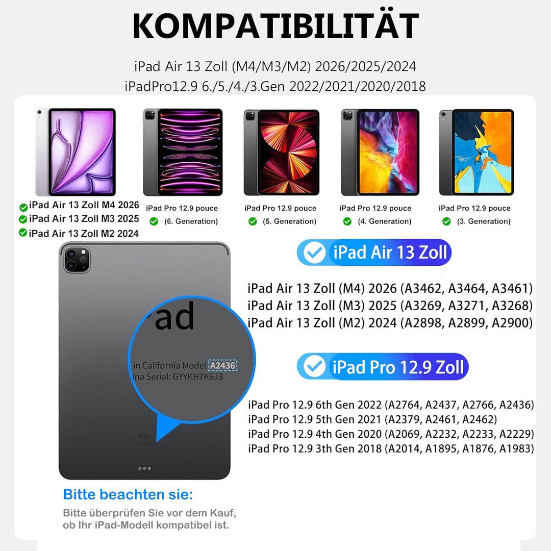 Tastatur Hülle für iPad Air 13 Zoll 2025 M3/2024 M2, QWERTZ Deutsches Magnetisch Abnehmbare Keyboard