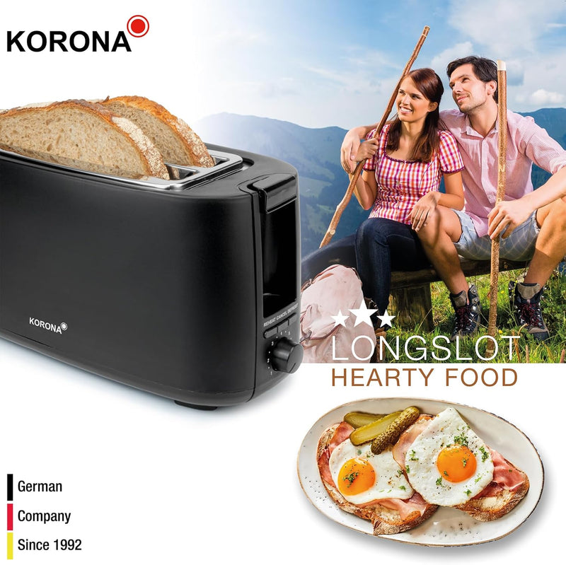 Korona 21060 Toaster 4 Scheiben | Langschlitz | einstellbarer Röstgrad | Auftauen | Rösten | Aufwärm