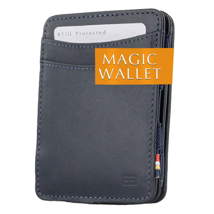 Hunterson Flacher Geldbeutel Fuer Herren aus Leder, Magic Wallet mit RFID-Schutz, Geldboerse mit Kle