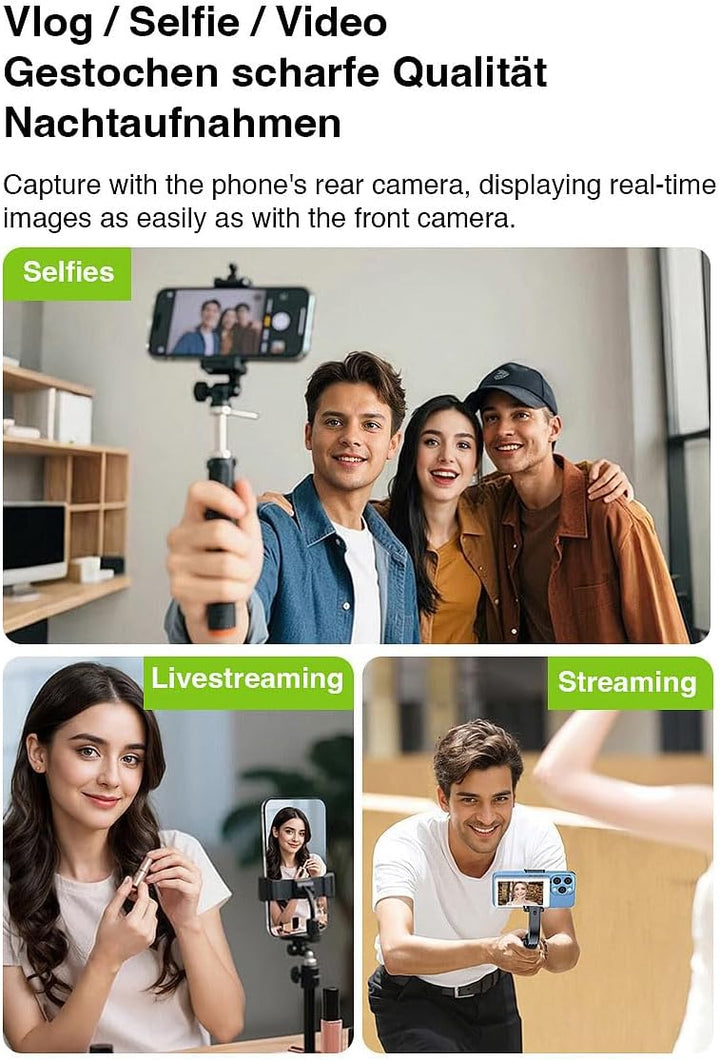 Callstel Selfie-Displays: Selfie-IPS-Vorschau-Display, 3,97", magnetisch, für iOS/Android, Akku (Mon