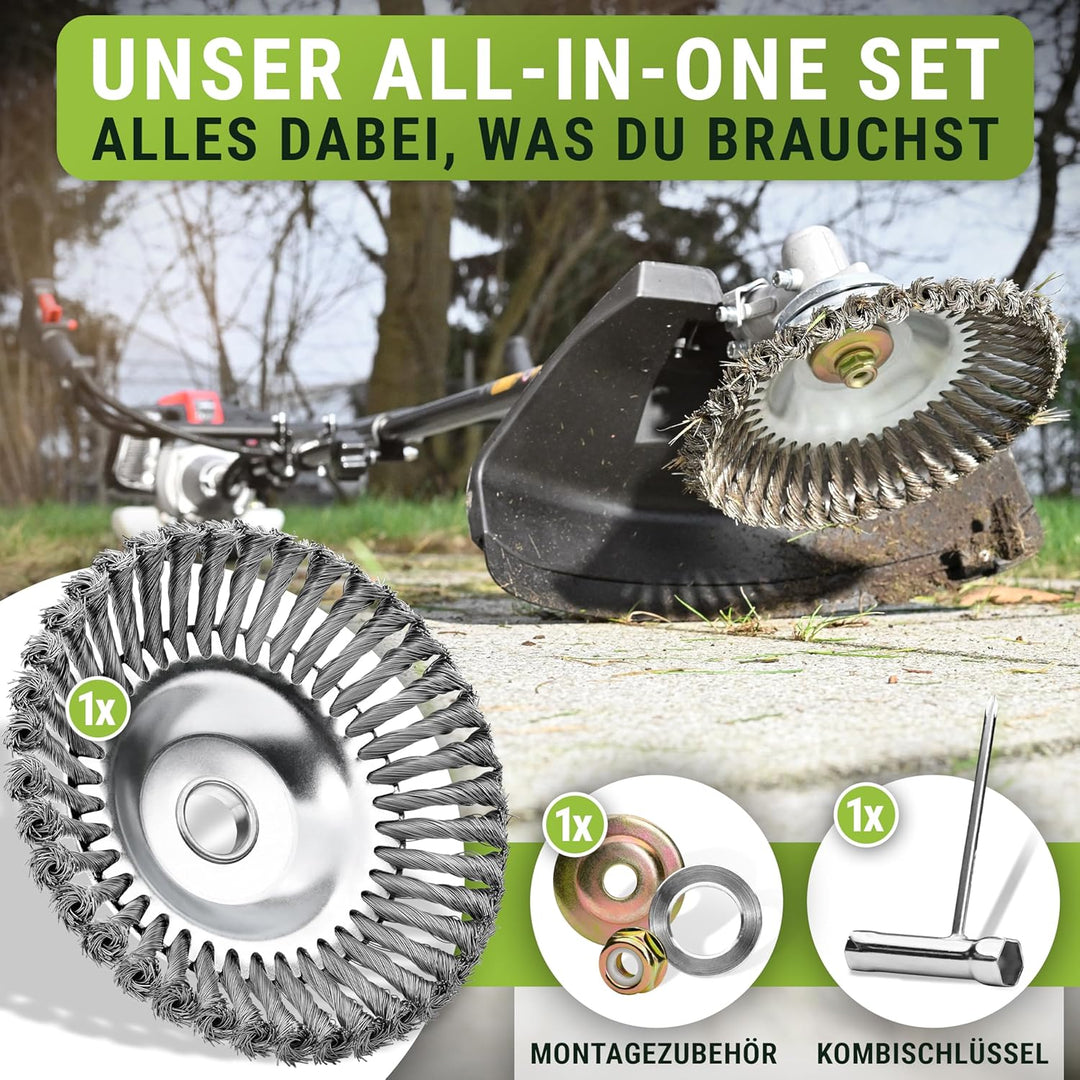 WENDOWERK® Profi Unkrautbürste Freischneider mit 25,4mm Bohrung [2023] - Effektive Unkrautentfernung