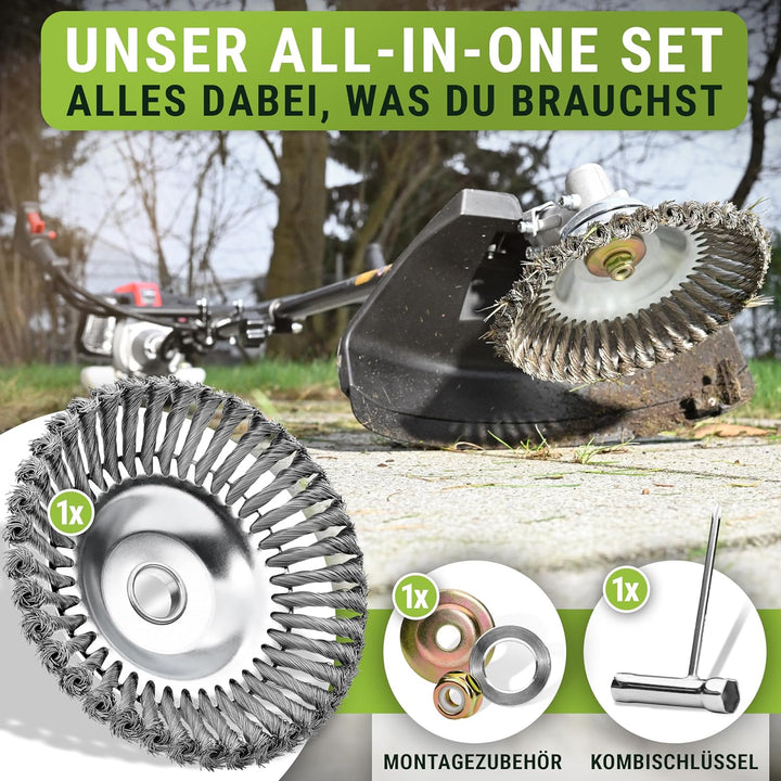 WENDOWERK® Profi Unkrautbürste Freischneider mit 25,4mm Bohrung [2023] - Effektive Unkrautentfernung