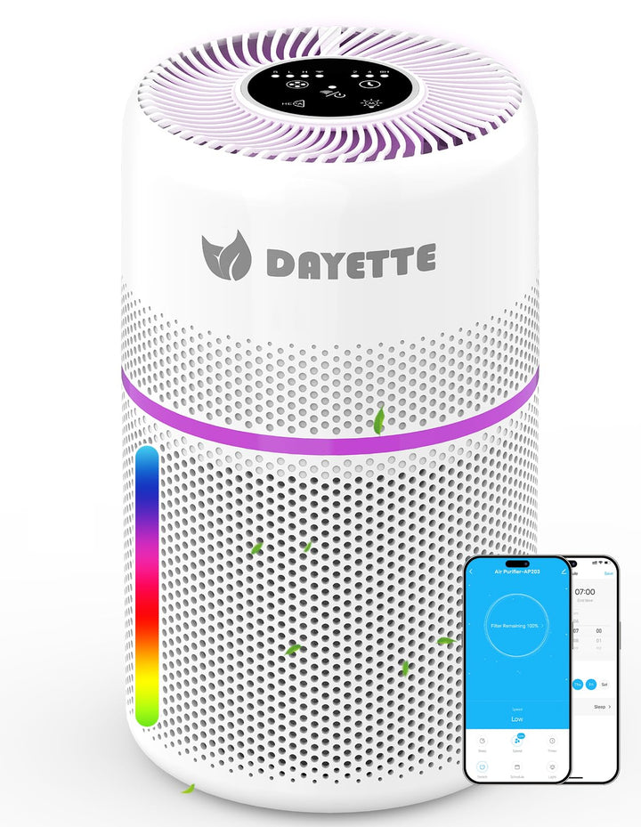 DAYETTE WIFI Luftreiniger Allergiker mit HEPA 13 Filter, 7-Farben-Licht Luftfilter für 90㎡ Wohnung R