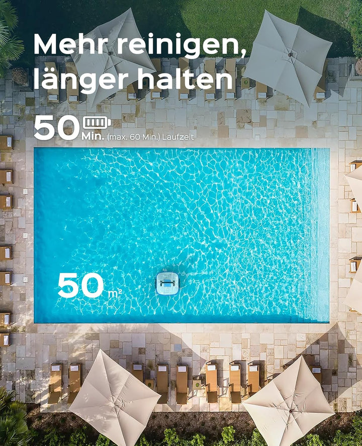 WYBOT Osprey 200 Poolroboter Kabellos mit Akku,Poolsauger,50 Min. Laufzeit,Automatisches Parken,Dopp