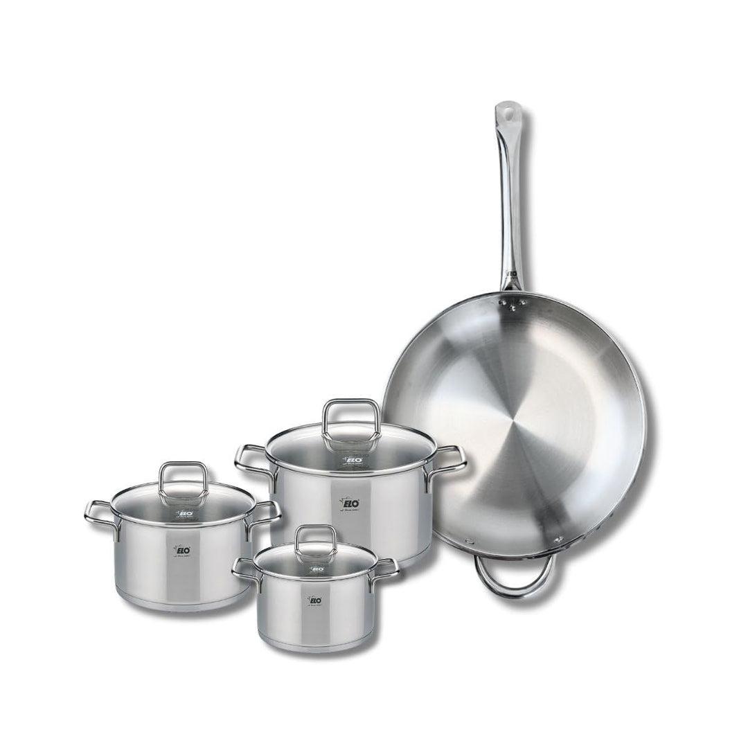ELO 9500550 Kochgeschirr-Set, 4-teilig, 1 Bratpfanne 32 cm und 3 Kochtöpfe 14, 16 und 20 cm Elo Prof