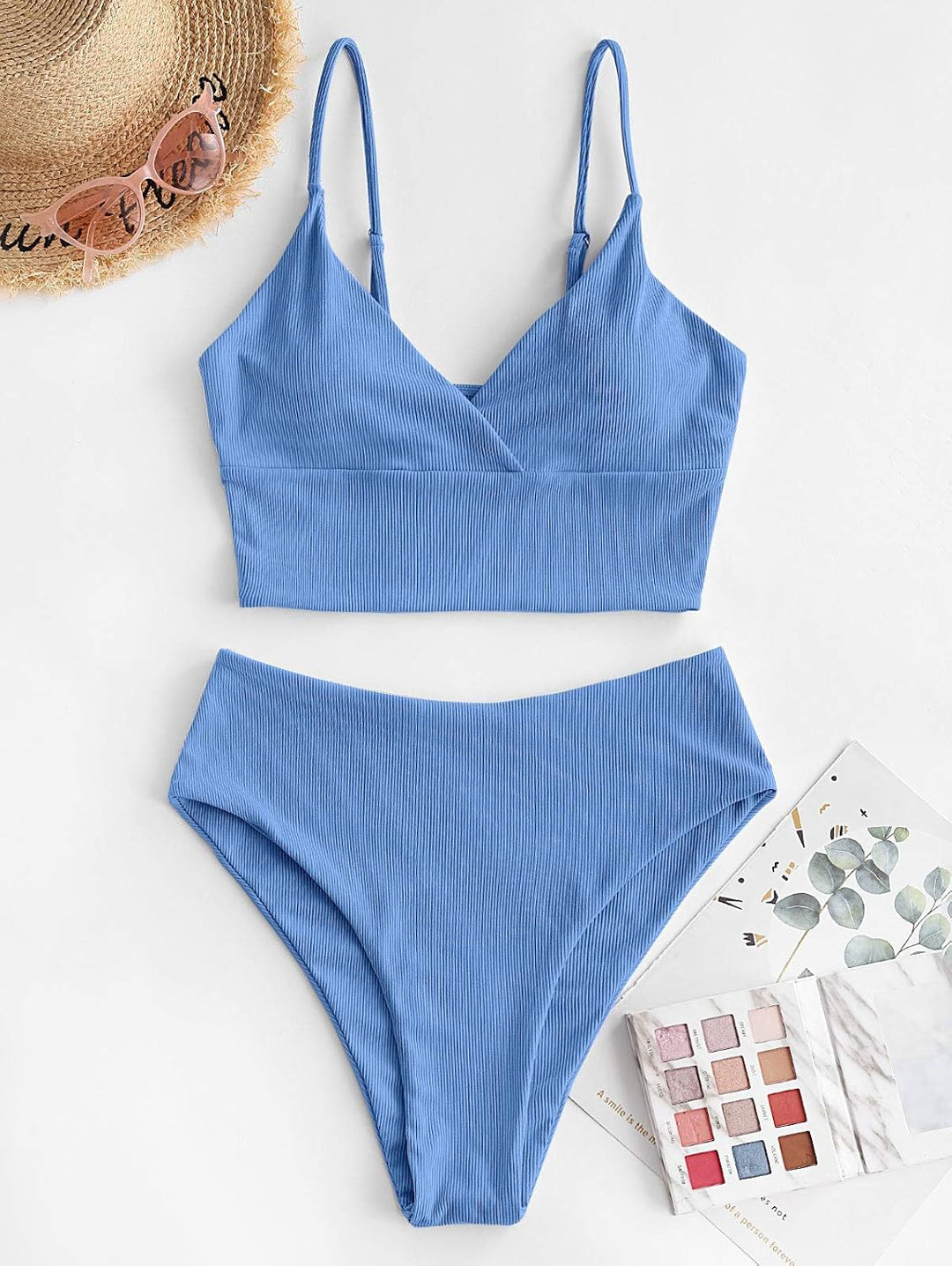 ZAFUL Gerippt Fest Chorhemd Hohes Bein Schnitt Hohe Taille Tankini Set Gepolstert Zwei Stücke Badean