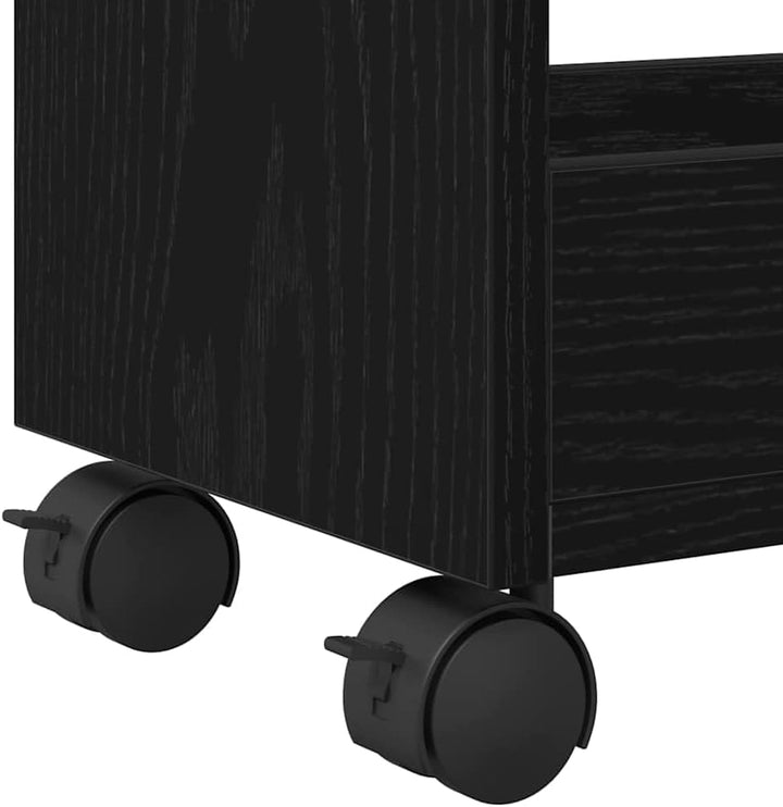 vidaXL Schrank Mit Rad Schwarz Eichen-Optik 60 x 22 x 79 cm, Stylischer Organizer, rechteckiger Schr