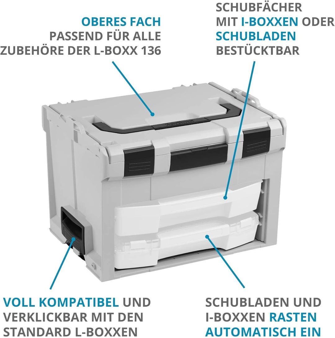 L-BOXX Sortimo LS-BOXX 306 grau Werkzeugkoffer Set | inklusiv i-BOXX 72 leer und LS-Schublade 72 lee