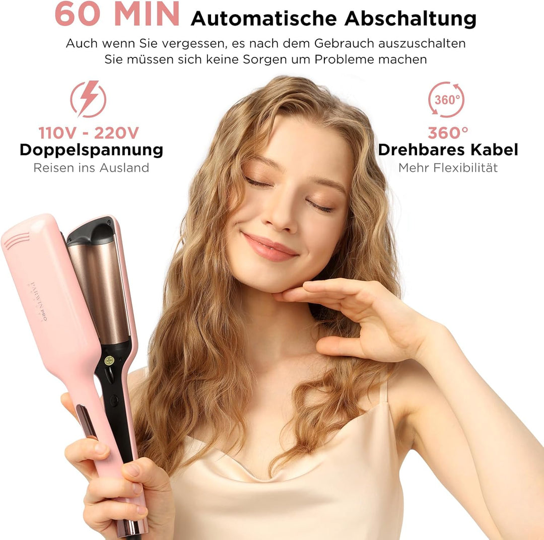 2 Fässer Meerjungfrau Welleneisen für haare - 32MM Lockenstab Grosse Locken - 4 Einstellbarer Temper