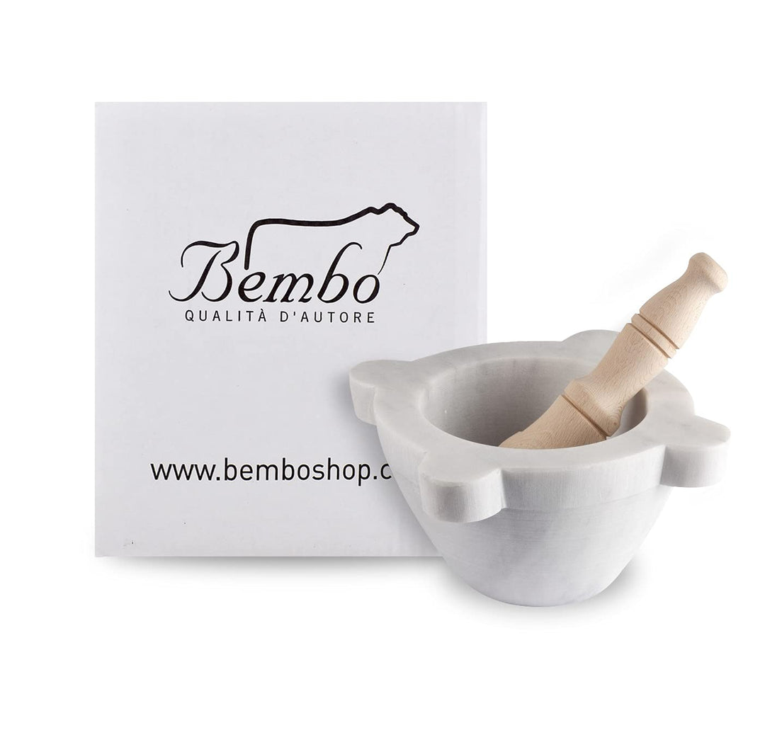 Mörser Aus Marmor Weiss Carrara Marmor Mit Stössel Bembo – Mörser Für Pesto Und Gewürze – Made in It